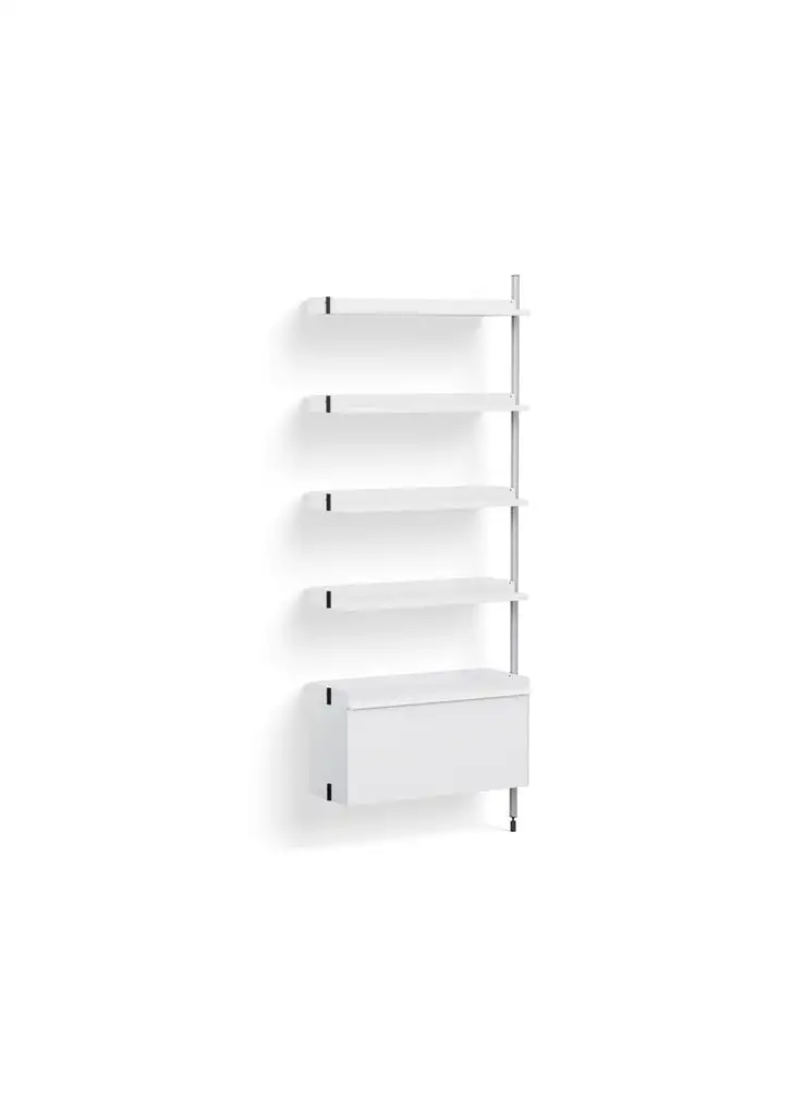 HAY Pier System 120 Add-On 80x209 cm – PS-weißer Stahl/klar eloxierte Profile