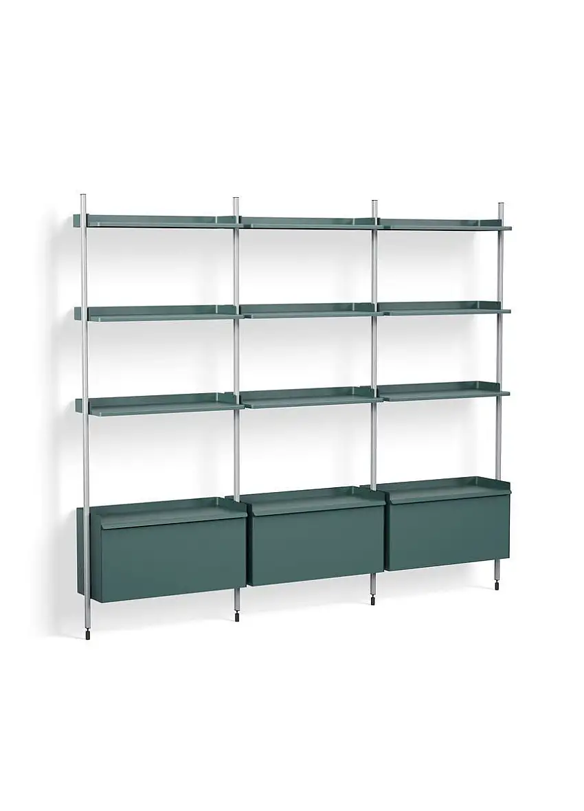 HAY Pier System 133 3 Säulen 242 x 209 cm – PS-blauer Stahl/klar eloxierte Profile