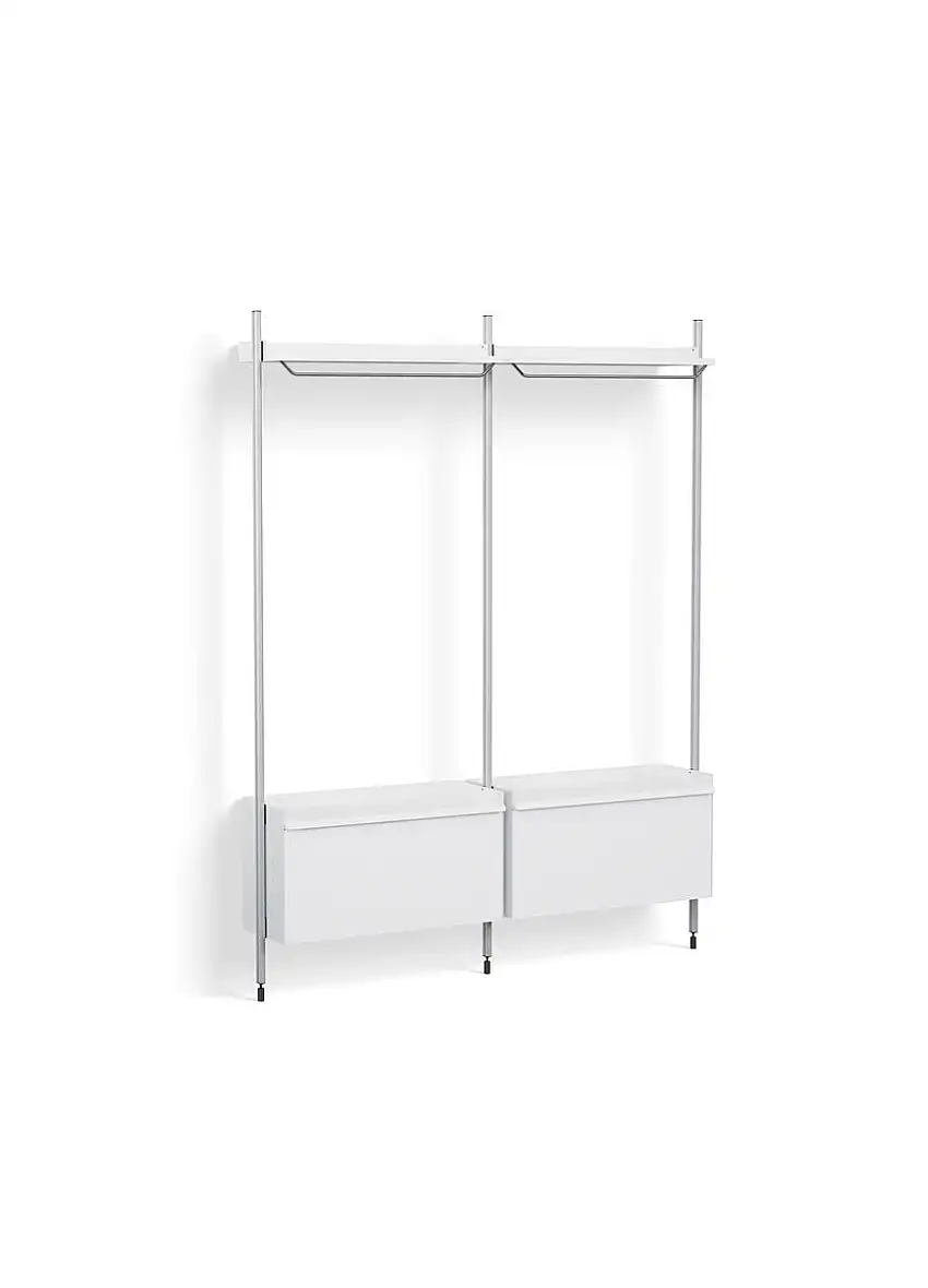 HAY Pier System 1002 2 Säulen 162 x 209 cm – PS-weißer Stahl/klar eloxierte Profile