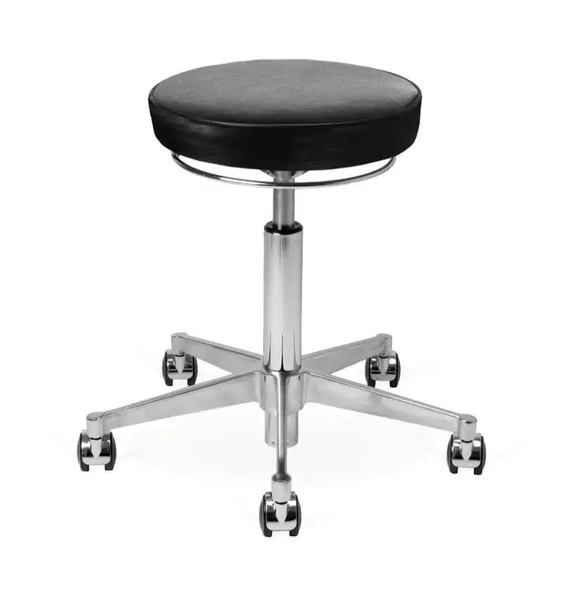 Vermund VL66 Hocker SH: 44-64 cm – Chrom/Schwarzes Leder