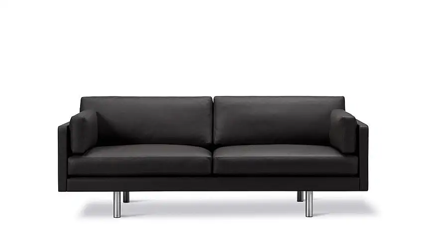 Erik Jørgensen EJ220 2062 2 Pers. Sofa 100 L: 212 cm – Schwarzes Omni-Leder/Chrom