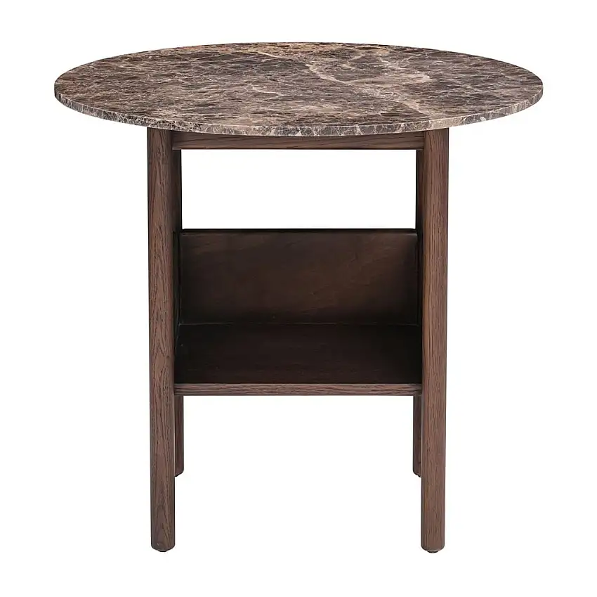 Wendelbo Collect Runder Beistelltisch Ø: 60 cm – Braune Eiche/Brauner Emperador-Marmor