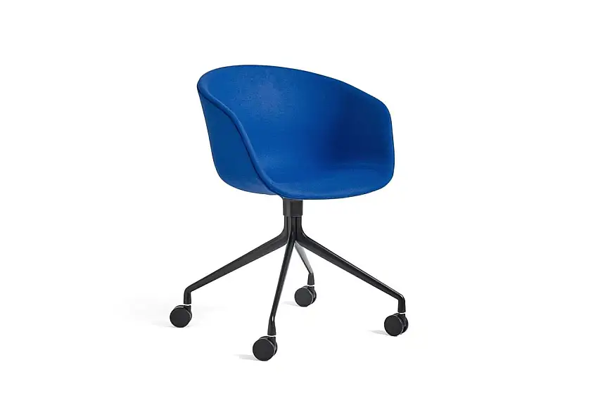 HAY AAC 25 About A Chair SH: 46 cm – Schwarz pulverbeschichtetes Aluminium/Divina 756