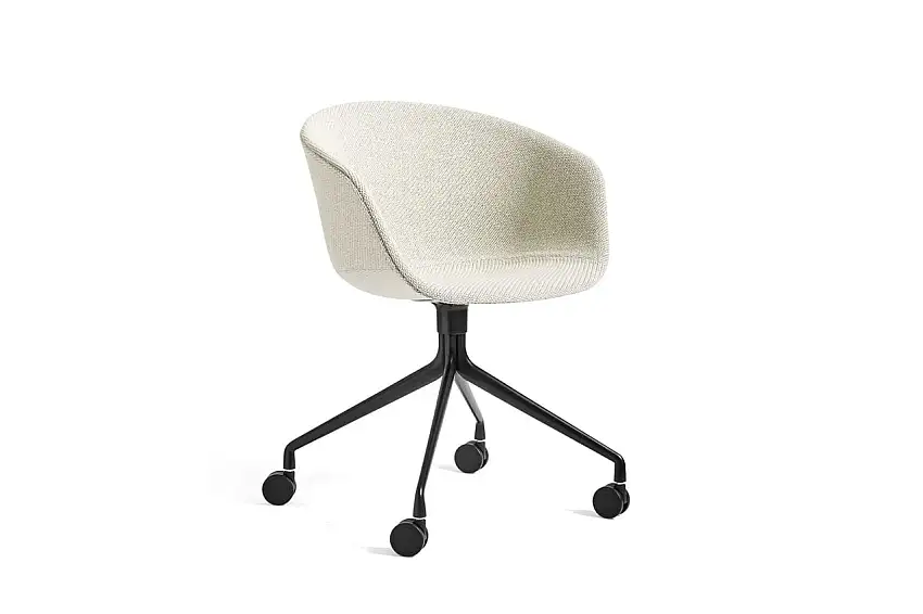 HAY AAC 25 About A Chair SH: 46 cm – Schwarz pulverbeschichtetes Aluminium/Coda 100