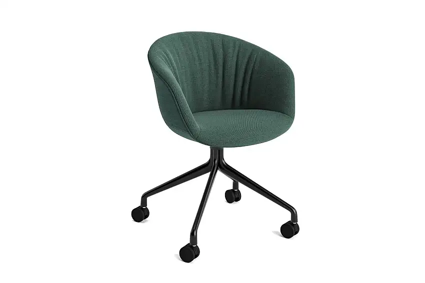HAY AAC 25 Soft About A Chair SH: 46 cm – Schwarz pulverbeschichtetes Aluminium/Steelcut Trio 966