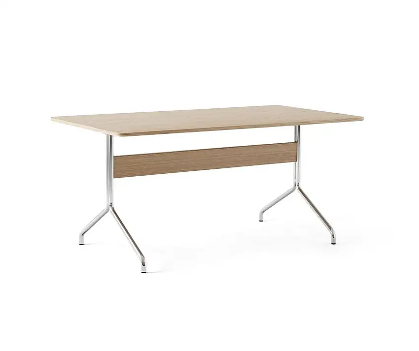 &Tradition Pavilion Esstisch AV18 D: 160 cm – Klare Eiche/Chrom