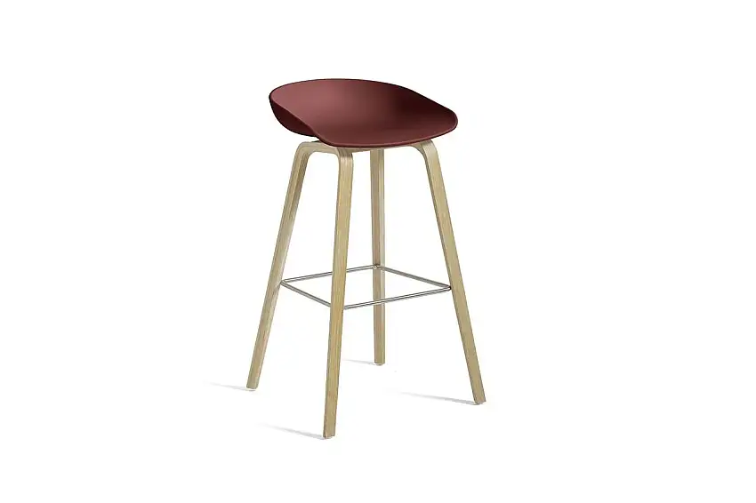 HAY AAS 32 Barhocker High SH: 75 cm – Fußstütze aus lackiertem Eichenfurnier/Ziegel/Stahl