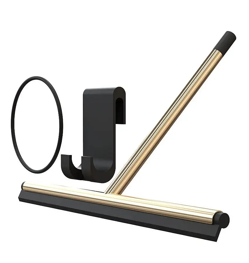 FROST NOVA2 Duschschaber mit Halter B: 26 cm – Gebürstetes Gold