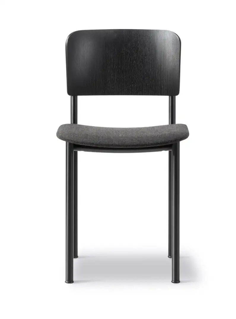 Fredericia Furniture 3413 Plan Seat Polsterstuhl SH: 45 cm – Schwarz lackierte Eiche mit Neuwolle 198/pulverlackiertem Stahl
