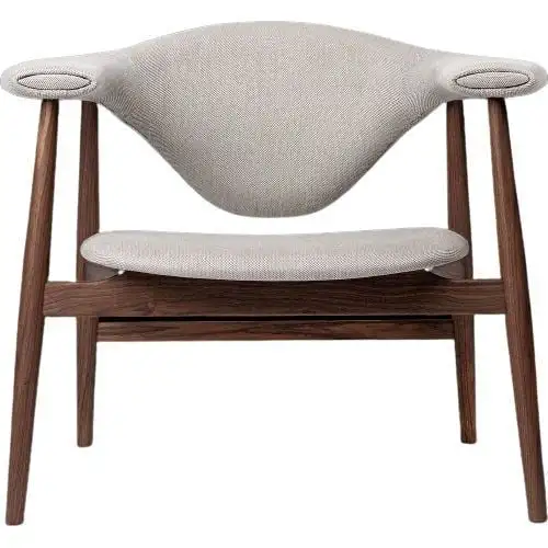 GUBI Masculo Lounge Chair Vollgepolstert SH: 35 cm – Räuchereiche/Grau