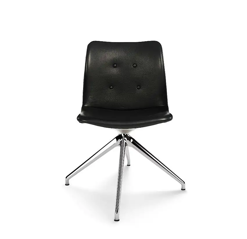Bent Hansen Primum Dynamic Stuhl SH: 46 cm – Poliertes Aluminium/Zenso 2 Schwarzes Leder 207