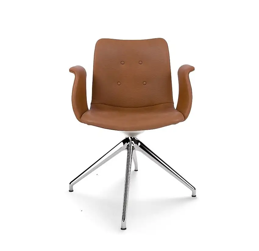 Bent Hansen First Dynamic Sessel SH: 46 cm – Poliertes Aluminium/Zenso 2 Cognac-Leder 223