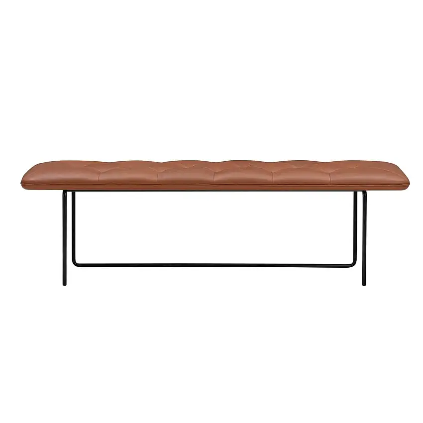 Wendelbo Tip Toe Bench Large L: 155 cm – Schwarz pulverbeschichteter Stahl/Parma Col. Cognac