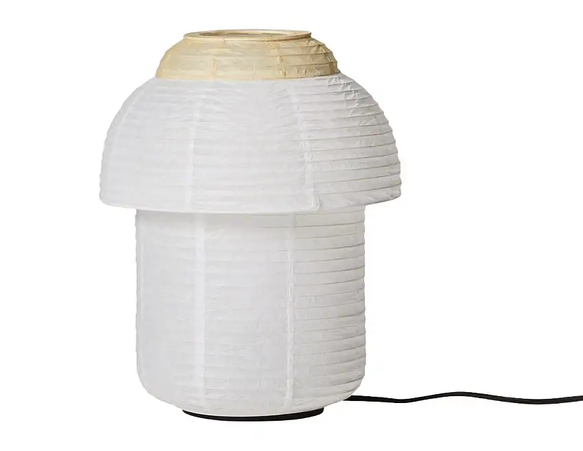 Von Hand gefertigter Doppeltisch aus Papier, klein, Ø: 35 cm – zartes Gelb