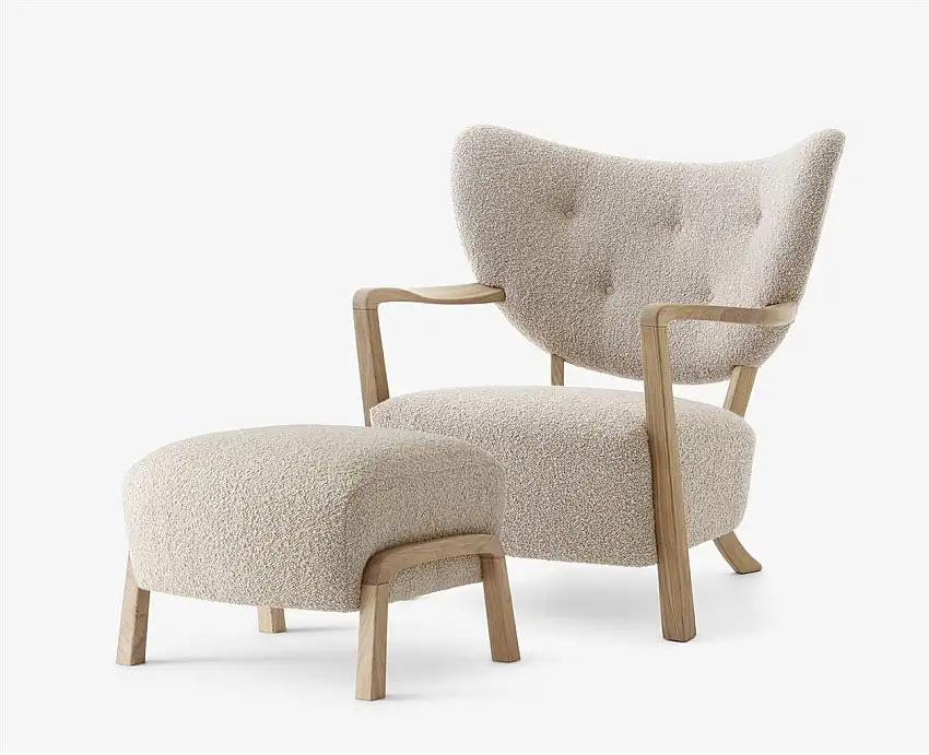 &Tradition Wulff ATD2 Lounge Chair inkl. Pouf SH: 41 cm - Geölte Eiche / Karakorum 003 WERBEANGEBOT