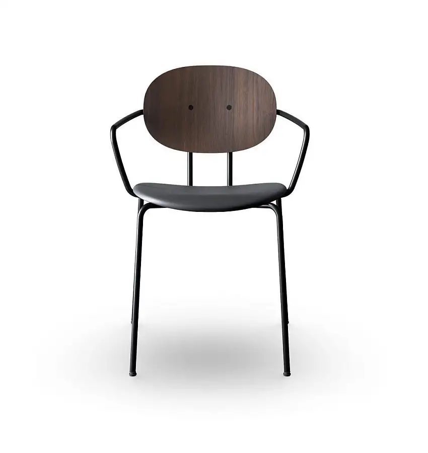 Sibast Furniture Piet Hein Stuhl m. Armlehnenhöhe: 45 cm – Walnuss/Schwarzes Vollleder