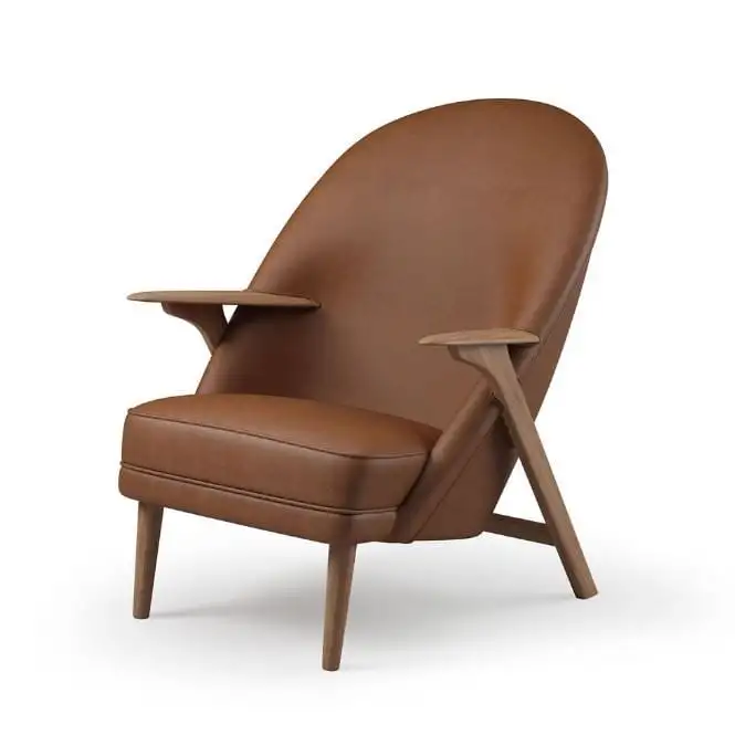 Warm Nordic Wingman Lounge Chair SH: 42 cm – Vitoria 2267/geölte Eiche