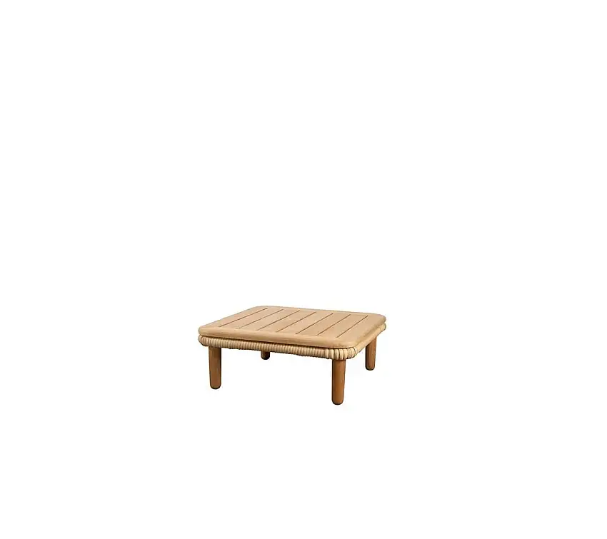 Cane-line Outdoor Arch Couchtisch mit Teakholz-Tischplatte 73 x 73 cm – Natur/Taupe