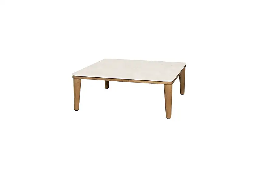 Cane-line Outdoor Capture Couchtisch 85x85 cm - Teak/Weißer Travertin-Look
