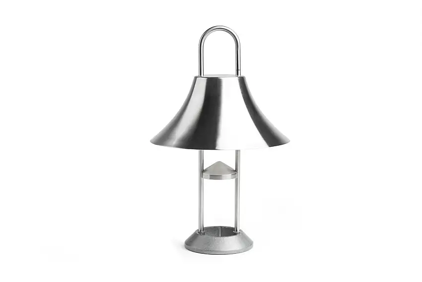 HAY Mousqueton Tragbare Lampe H: 30 cm – Gebürsteter Edelstahl