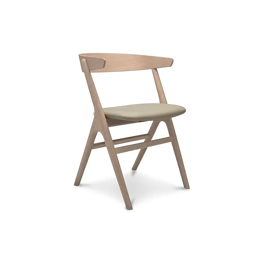 Sibast Furniture No 9 Esszimmerstuhl SH: 45 – Eiche weiß geölt/Anilinseide Hellgrau 0250 – 854