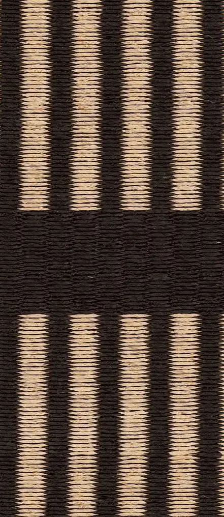 Woodnotes Schnittstreifen-Teppich mit genähten Kanten, 170 x 240 cm – Schwarz/Natur