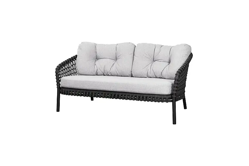 Cane-Line Outdoor Ocean Large 2 Pers. Sofa-L: 155 cm inkl. Hyndesæt - Dunkelgrau/Weißgrau