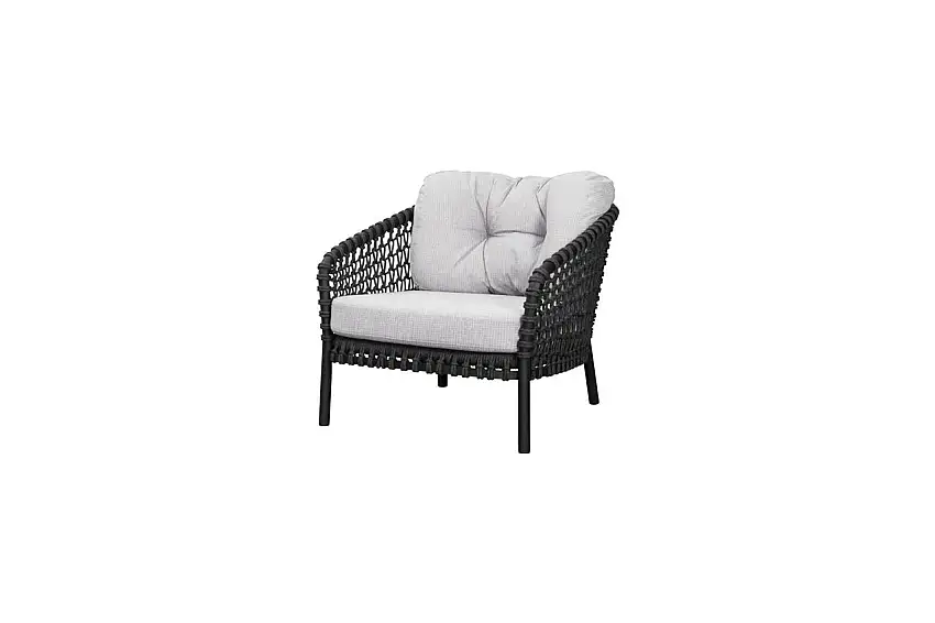 Cane-line Outdoor Ocean Large Loungesessel SH: 40 cm Inkl. Hyndesæt - Dunkelgrau/Weißgrau