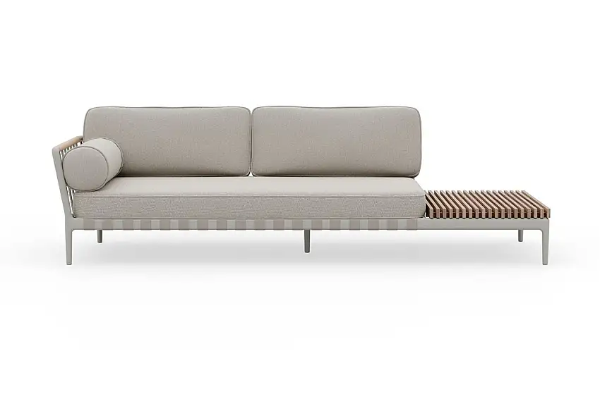 Vipp 720 Outdoor-Open-Air-Sofa, offenes Ende, rechts, L: 246 cm – Beige