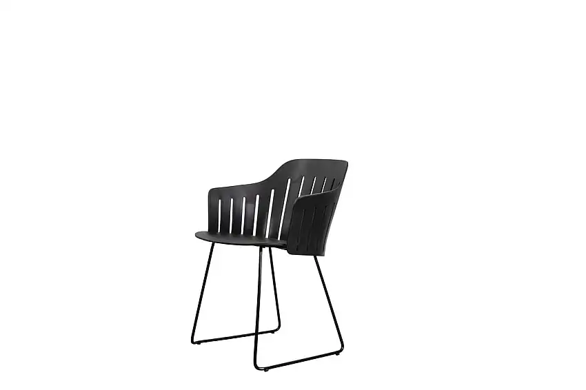 Cane-line Outdoor Choice Stühl H: 87 cm - Schwarzer Schlitten Stahl/Schwarz
