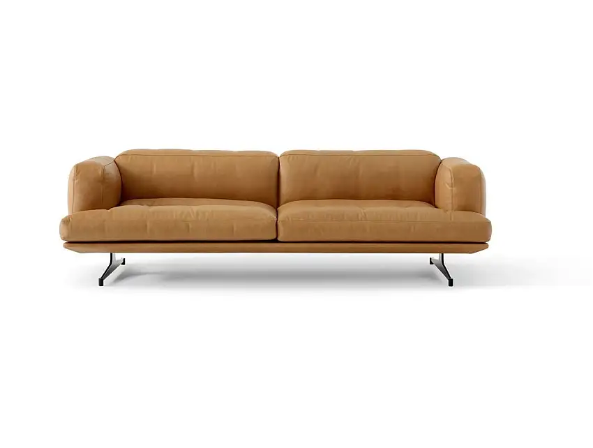 &Tradition Inland AV23 3-Sitzer-Sofa SH: 40 cm – Edles cognacfarbenes Leder