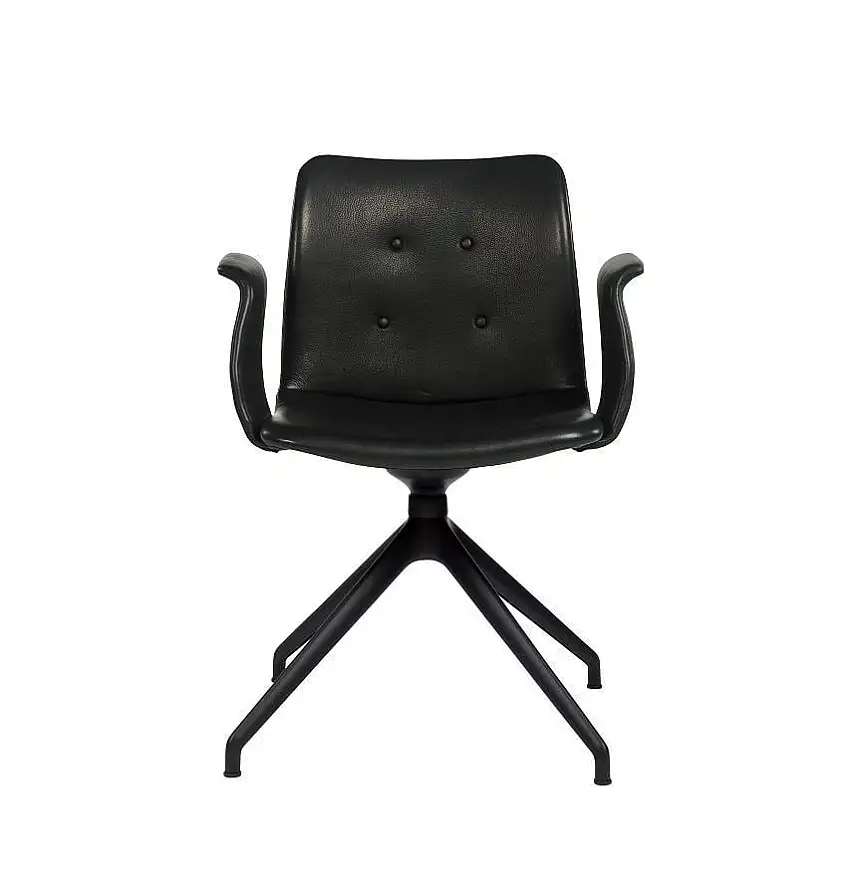 Bent Hansen Premium Dynamic Sessel SH: 46 cm – Schwarz pulverbeschichteter Stahl/Zenso 2 Schwarzes Leder 207