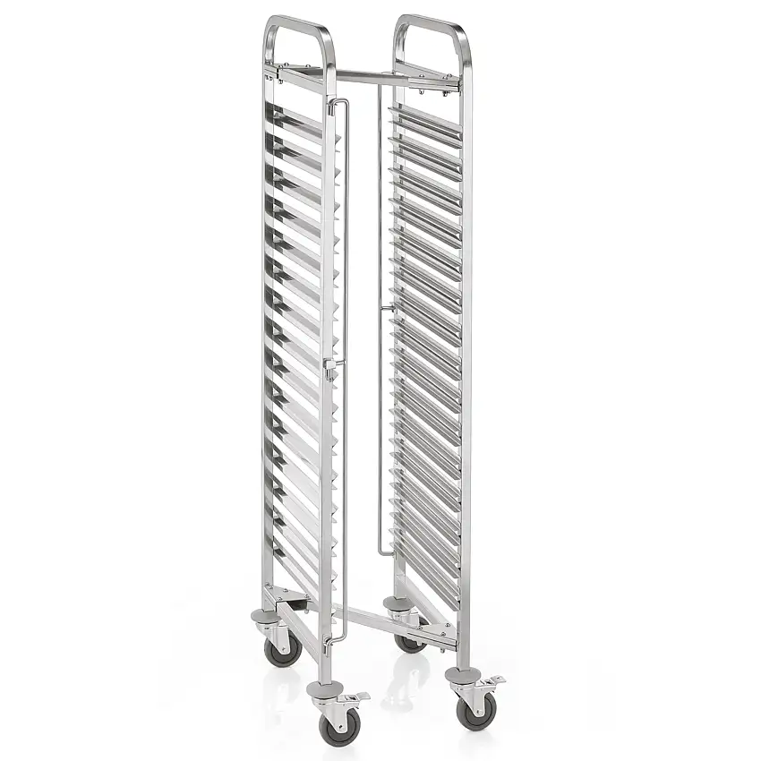 WAS Regalwagen CANTINA GN 1/1, Z-Form, für 15 Behälter/ 30 Tabletts, 55 x 38 x 1
