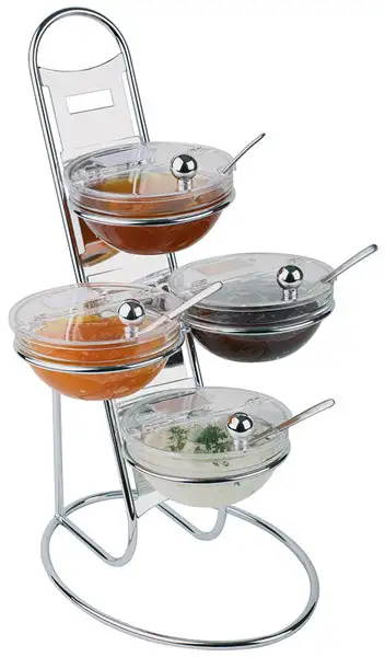 APS Büfett-Leiter, 3-stufig ca. Ø 30 cm, Höhe 48 cm , Metall, verchromt, 12-teil