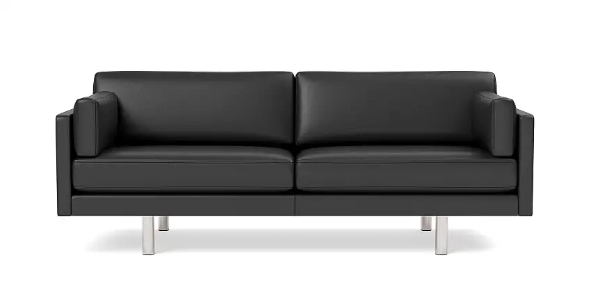 Fredericia - EJ220 Sofa 2-Sitzer, 100 cm, brushed chrom / leder omni 301 schwarz