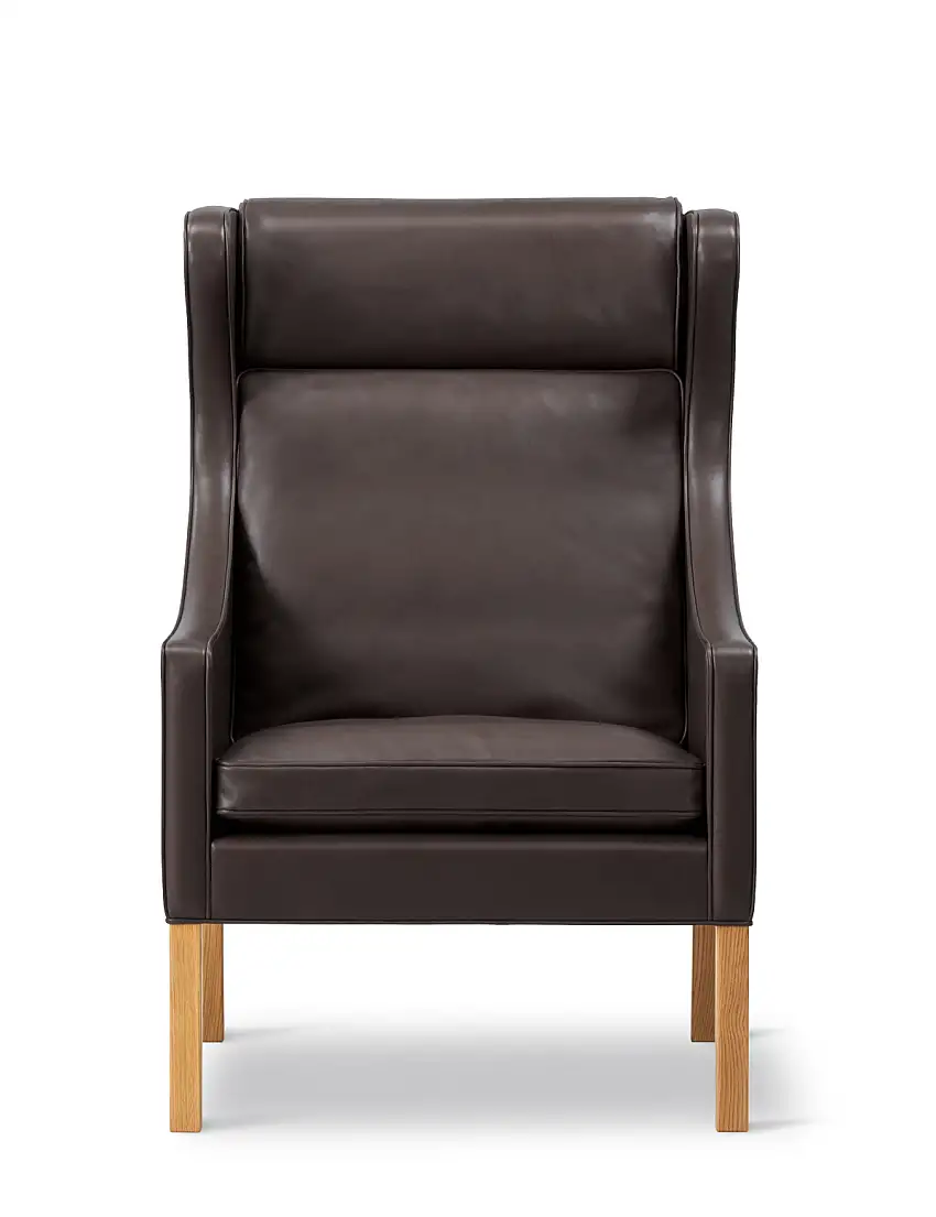 Fredericia - Mogensen 2204 Wing Chair, eiche geölt / leder organic 906 mokka