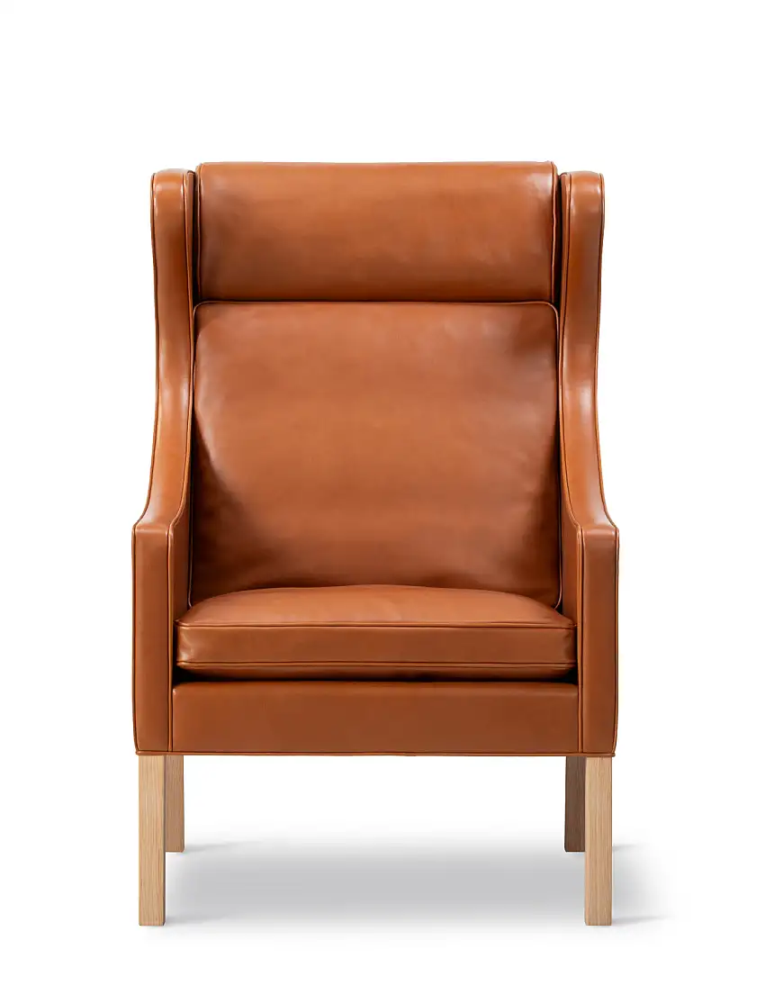 Fredericia - Mogensen 2204 Wing Chair, eiche hell geölt / leder cera 905 russet brown