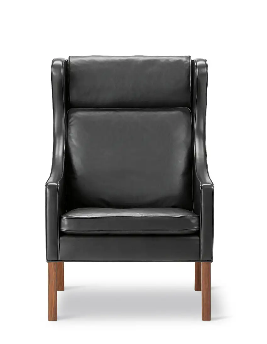 Fredericia - Mogensen 2204 Wing Chair, walnuss geölt / leder primo 88 schwarz