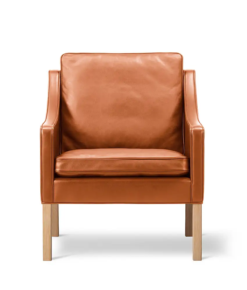 Fredericia - Mogensen 2207 Club Chair, eiche hell geölt / leder cera 905 russet brown
