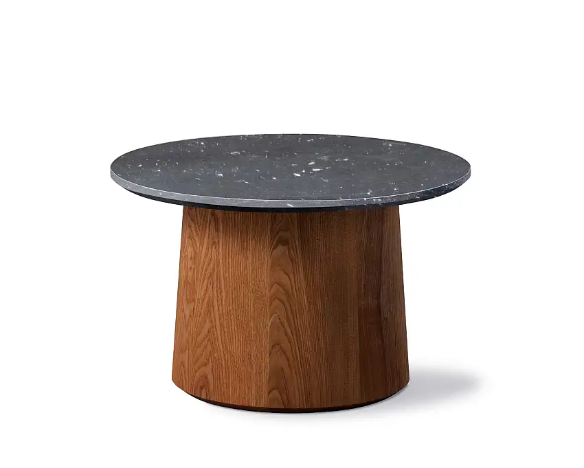 Fredericia - Niveau Couchtisch, Ø 45 x H 29 cm, esche braun gebeizt und geölt / schwarz marquina
