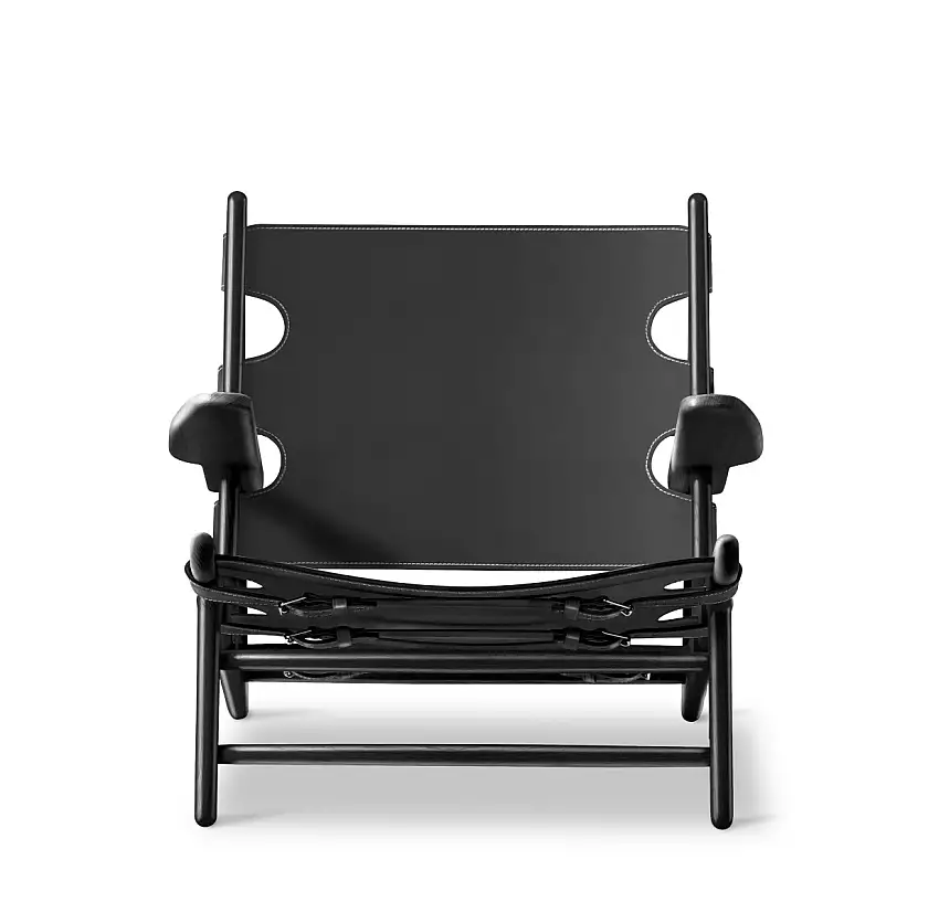 Fredericia - The Hunting Chair, eiche schwarz lackiert / leder schwarz