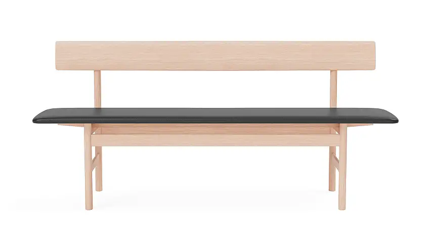 Fredericia - The Mogensen Beench, eiche geölt / leder omni 301 schwarz