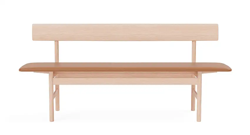 Fredericia - The Mogensen Beench, eiche hell geölt / leder max 95 cognac
