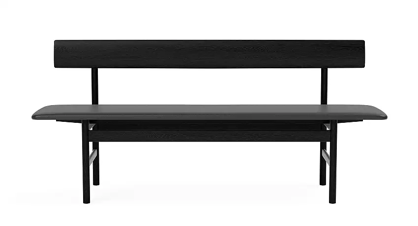 Fredericia - The Mogensen Beench, eiche schwarz lackiert / leder omni 301 schwarz