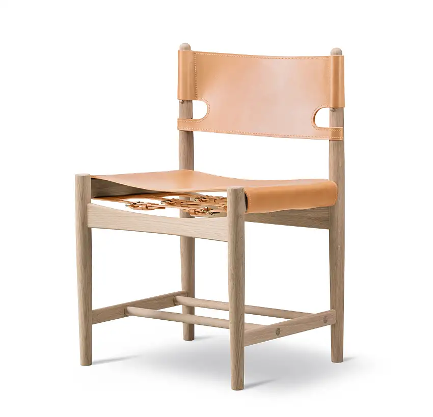 Fredericia - The Spanish Dining Chair, eiche geseift / leder natur
