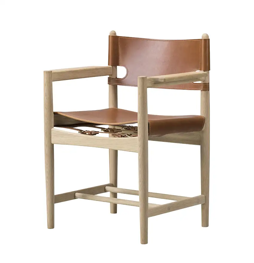 Fredericia - The Spanish Dining Chair mit Armlehnen, eiche geseift / leder cognac