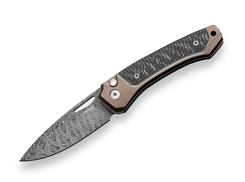 LionSteel TWAIN Damascus Ti Bronze CF TW D BR