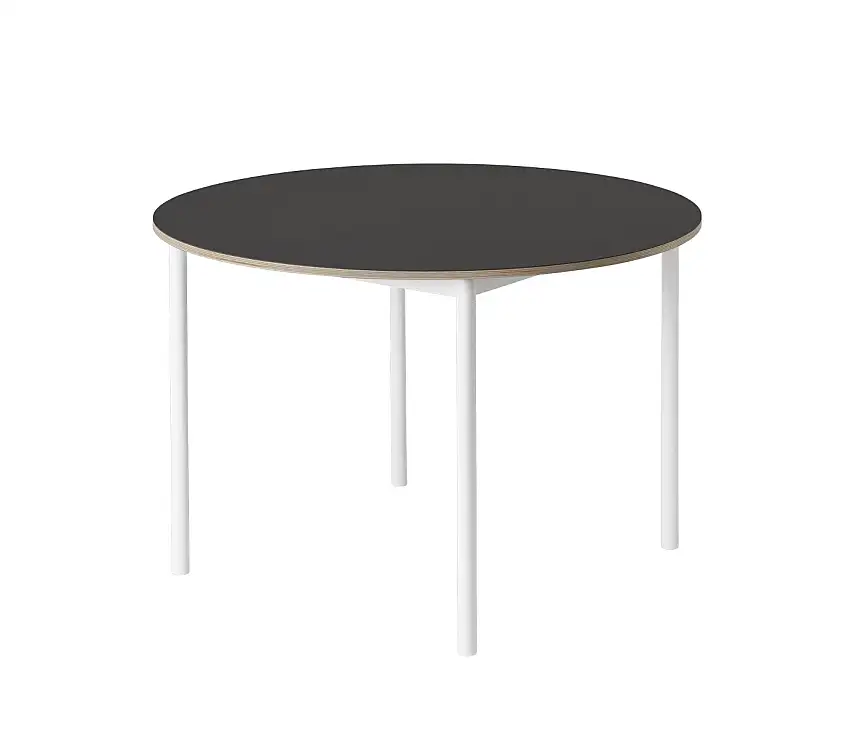 Muuto - Base Tisch rund, Ø 110 cm, schwarz linoleum / weiß