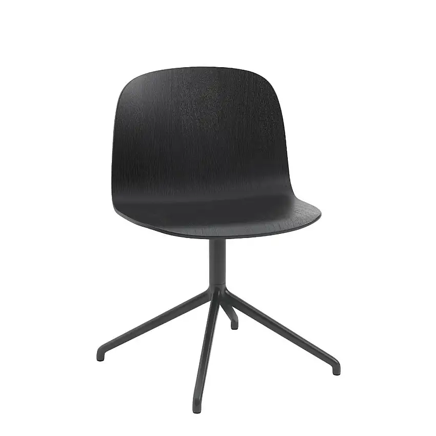 Muuto - Visu Wide Chair, swivel base, schwarz / schwarz
