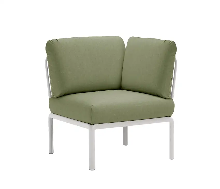 Nardi - Komodo Modulsofa Eckelement, weiß / giungla sunbrella